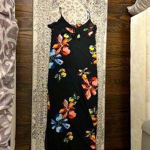 Mossimo black tropical floral maxi dress size XL.